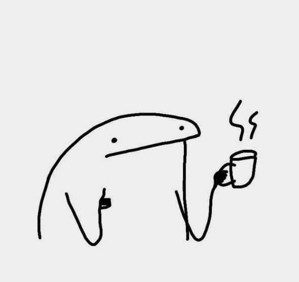 Stick figure drinking coffee